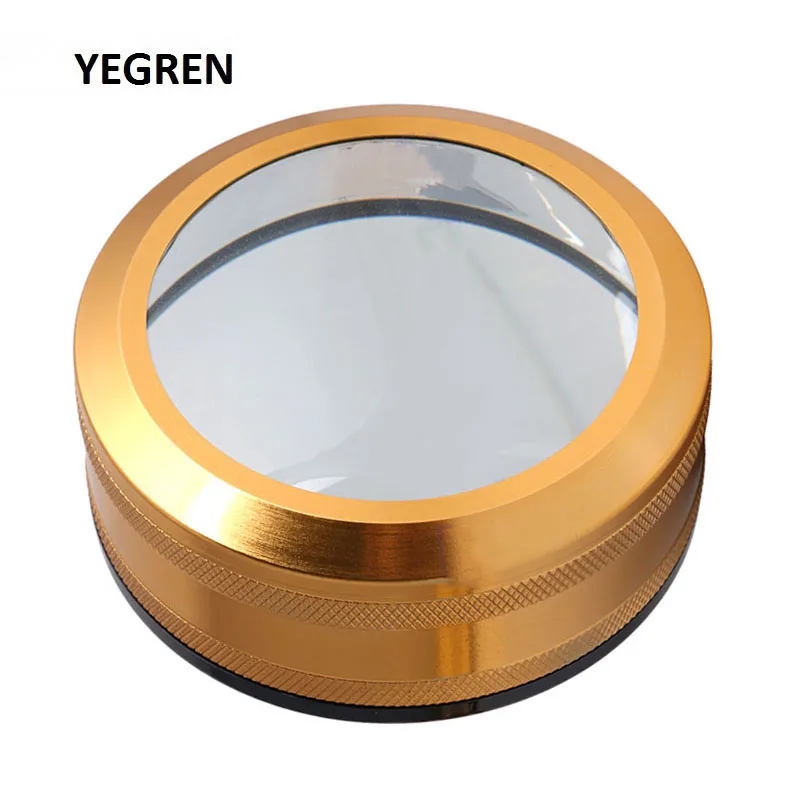 

Diameter 100 mm Desktop Magnifier Dome Paperweight Magnifying Glass Double Layer Lens Reading Magnifier with Metal Frame