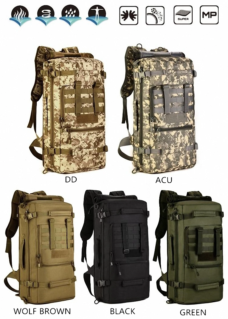 50L Mountaineering bag Military Tactical Backpack Camping Bags Men's Hiking Rucksack Travel Backpack