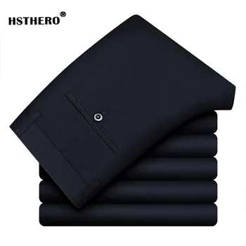 

2019 Spring New Men's Pants Stretch Slim Straight Loose Casual Trousers Anti Wrinkle Cotton Fashion Men's Business Pants Autumn