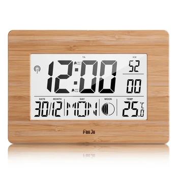 

FanJu FJ3530 Alarm Clock LCD Digital Table Clocks Temperature Thermometer Large Size Clock Moon Phase Display Hot