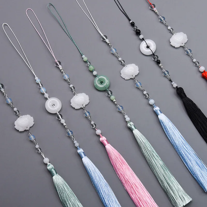 Chinese Hanfu Tassel Pendant Retro Waist Pendant Round Neck Robe Hanfu Palace Ribbon Rope Safety Buckle Waist Pendant Ornament