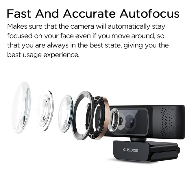 AUSDOM AF640 Full HD 1080P Webcam Auto Focus with Noise Cancelling Microphone Camera Electronics 1ef722433d607dd9d2b8b7: China|United States