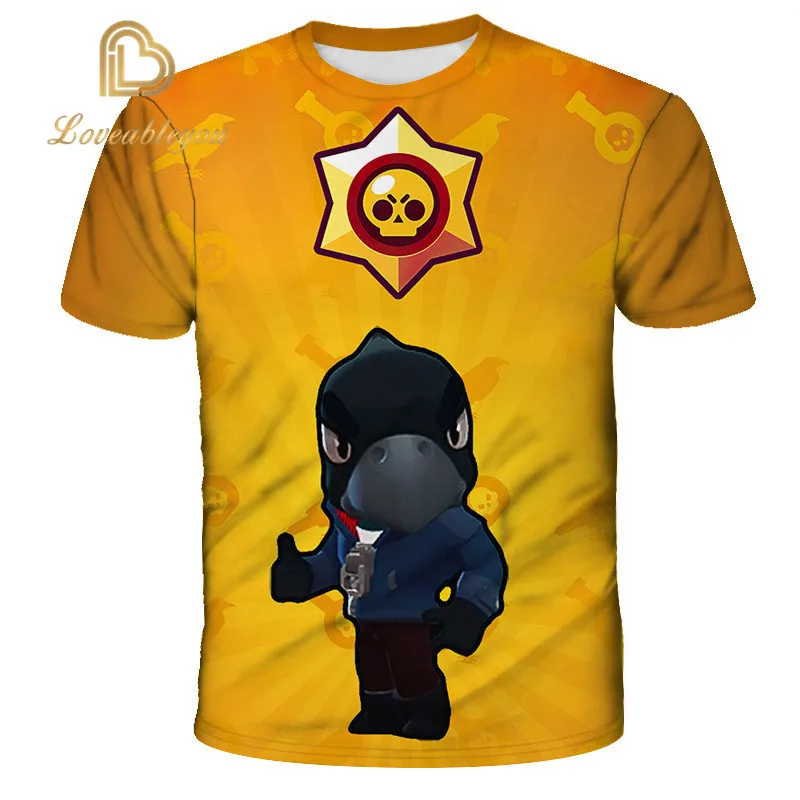 

Crow 3D Shooting Game Sandy Print Girls Funny T-shirts Costume Children 2020 Summer Clothing Kids Clothes Kids Tshirts Street
