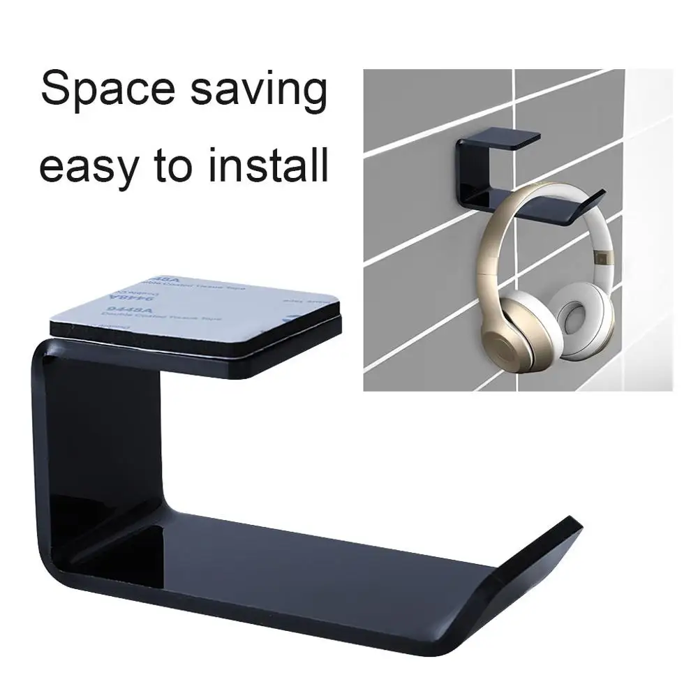 Soporte Simple para auriculares, colgador de cinta de gancho para auriculares duales, soporte de montaje fácil de usar, ahorro de espacio