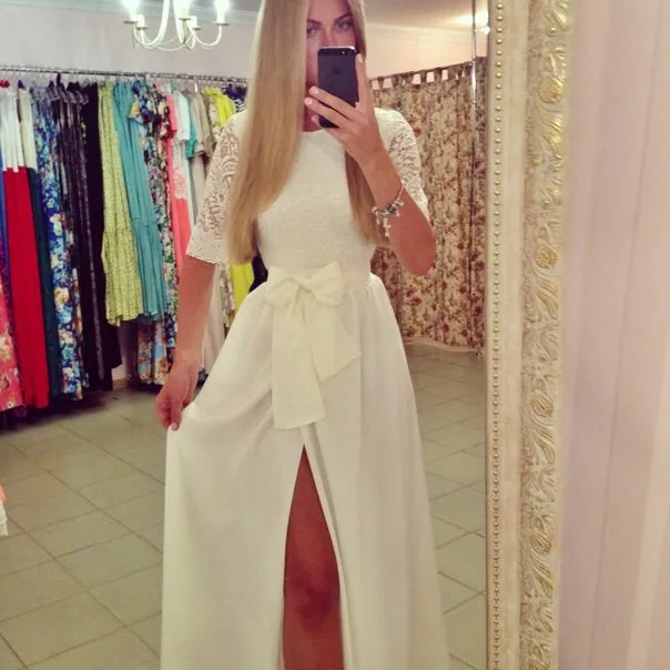 Вечернее платье с рукавами vestido de renda, новые модные сексуальные вечерние платья для выпускного вечера, белое длинное кружевное платье с бантом на поясе для женщин,, платье подружки невесты