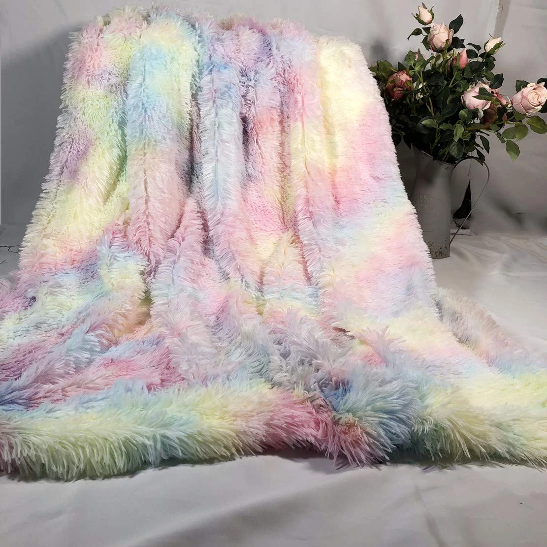 Rainbow Plush Super Soft Blanket Colorful Bedding Sofa Cover Furry Fuzzy Fur Warm Throw Cozy Couch Blanket For Winte Blankets AliExpress