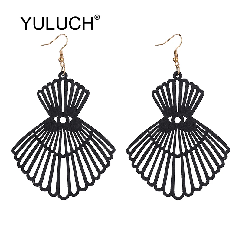 Женские ажурные длинные серьги YULUCH из натурального дерева модные ювелирные