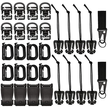 

LJL-30Pcs for Molle Attachments Kit, Gear Clip Strap for Backpack, Include D-Ring inators Key Ring Holder