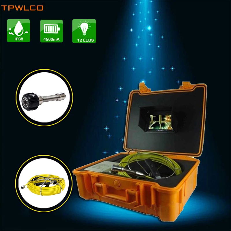 

Видеоэндоскоп для канализации с 7-дюймовым экраном и кабелем 20 м, водонепроницаемая промышленная камера с трубкой 23 мм и 12 светодиодами