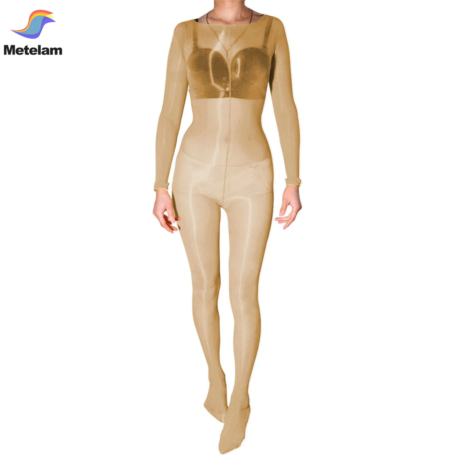 Metelam High Glossy Oil Shiny Full Bodystocking Nylon Bodysuit Tights Bodyhose Women Men Sexy Lingerie