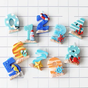 

Ocean Mediterranean Style Birthday Candle 1 2 3 4 5 6 7 8 9 0 Shape Number Candles for Cake Dessert Baby Shower Party Supplies