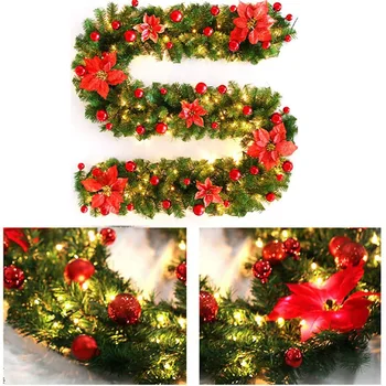 

Christmas Decoration Rattan with Light 2.7m Artificial Flower Green Vine Garland New Year Dinner Party Table Decors