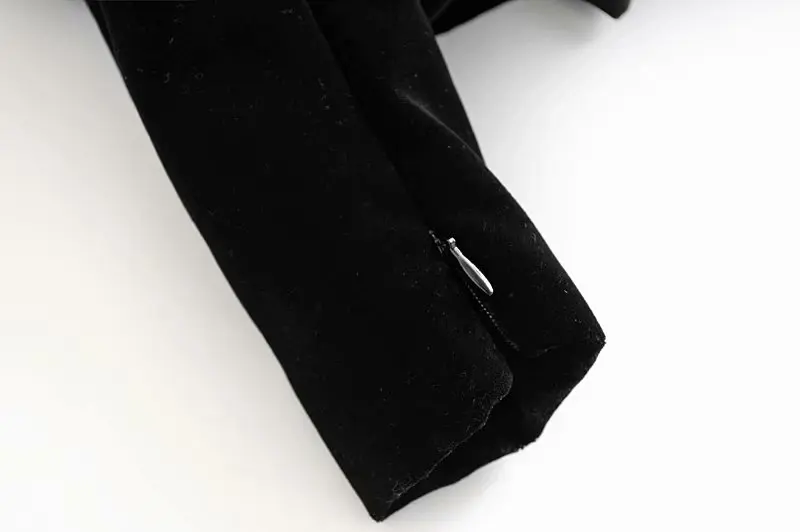 Женский Стильный однотонный черный бархатный блейзер с v-образным вырезом, скрытый Однобортный блейзер с длинным рукавом и бантом сзади, женская повседневная одежда, топ, блузы