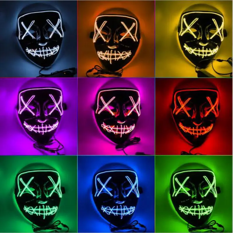 

Halloween LED Party Mask Voice Control Colorful Masks Glow In The Dark For Halloween Masquerade Party Decoration Props