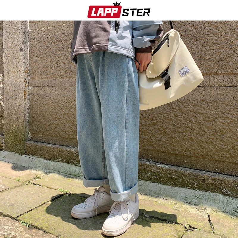 LAPPSTER мужские мешковатые джинсы больших размеров, джинсовые штаны, Мужские штаны-шаровары в стиле хип-хоп, винтажные повседневные женские джинсовые штаны, прямые брюки
