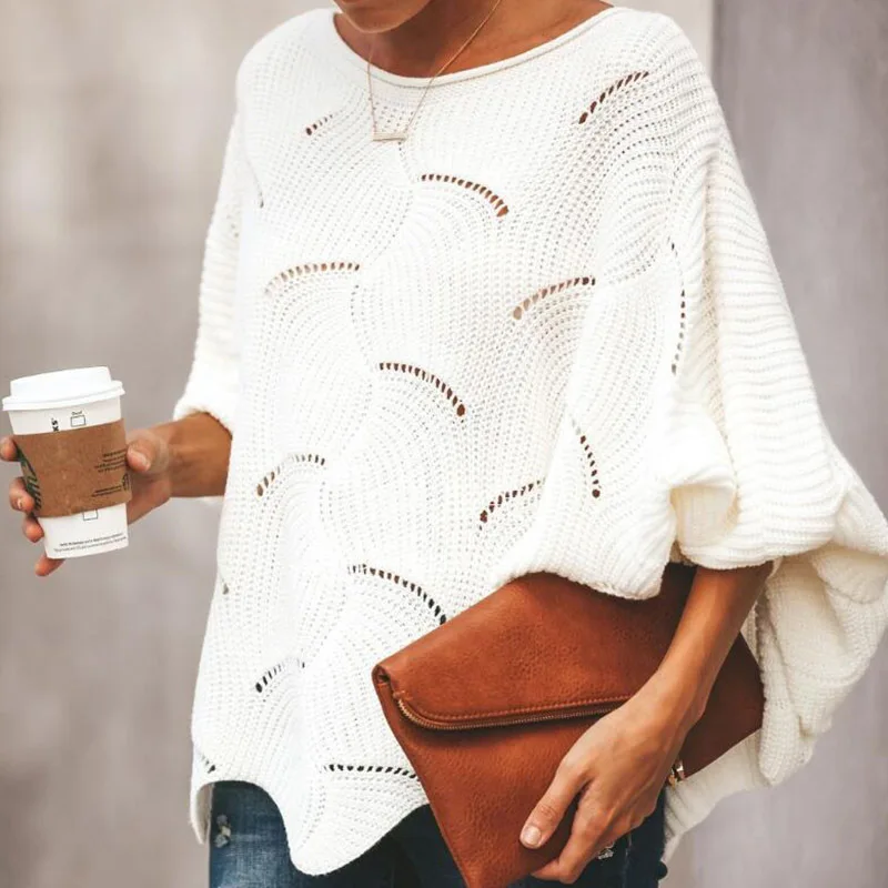 LISALA Женский вязаный свитер с длинным рукавом-фонариком, однотонный свободный джемпер, Женский пуловер, вязаная мода, осень 4XL