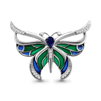 

Brooch AQUAMARINE with nanosapfirom, cubic zirconia, silver 925