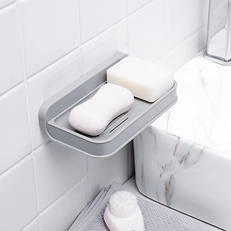 Plastic Drain Soap Box Holder Strong Sucker Soapbox Bathroom Accessories Soap Dish Storage Basket Box
