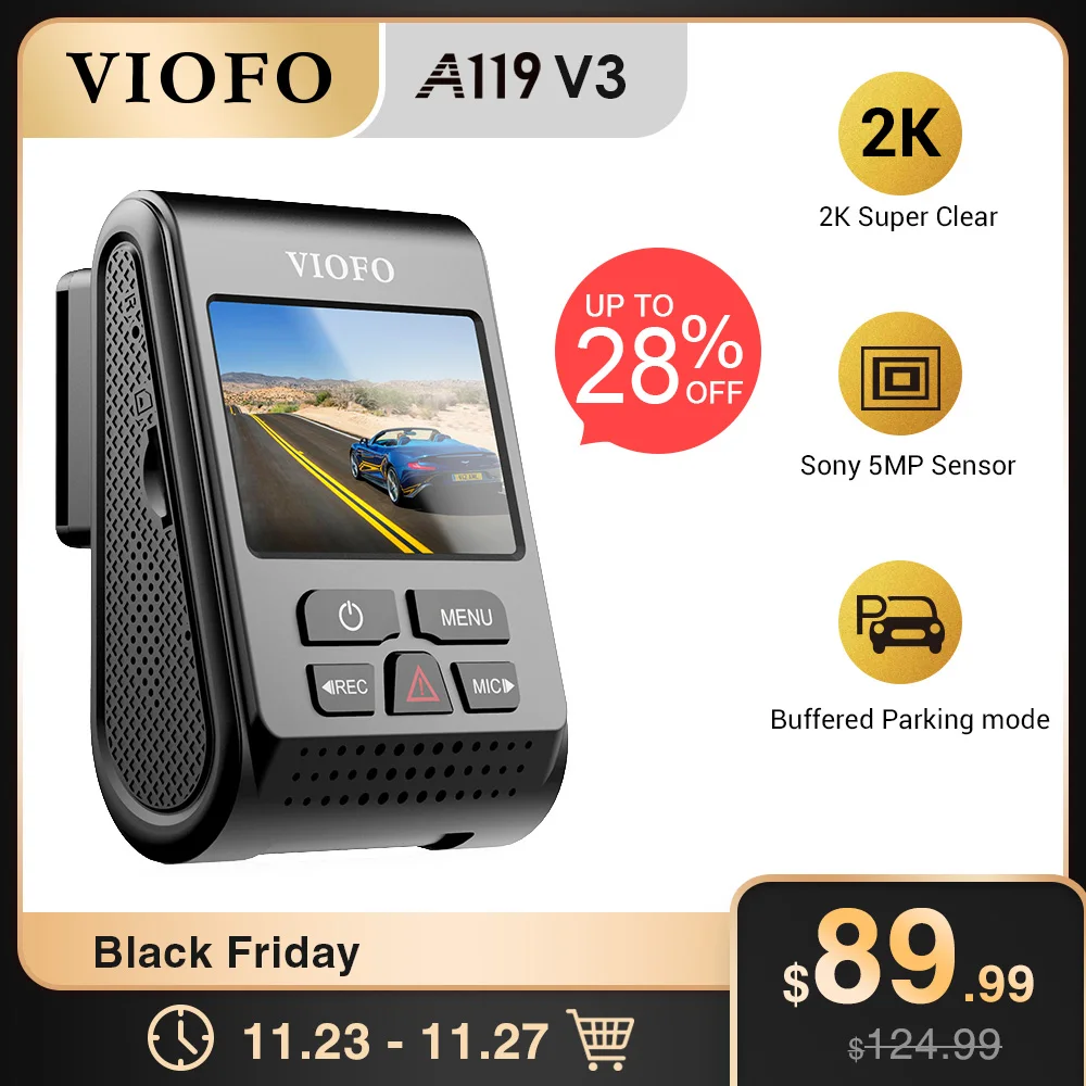  Автомобильный видеорегистратор VIOFO A119 V3 2K 60fps с супер ночным видением Quad HD 25601440P с режимом парковки g сенсор опционально GPS 