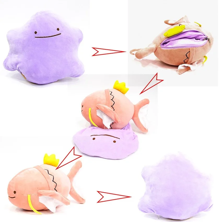 Takara Tomy Pokemon Волшебные трюки Ditto деформационная подушка в форме Пикачу Eevee Squirtle двухсторонняя плюшевая кукла игрушки для детей
