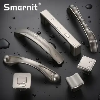 

Modern Sliver Furniture Handles Simple Elegant Drawer Pulls Knobs Kitchen Cabinet Handles and Knobs Door Handles Hardware