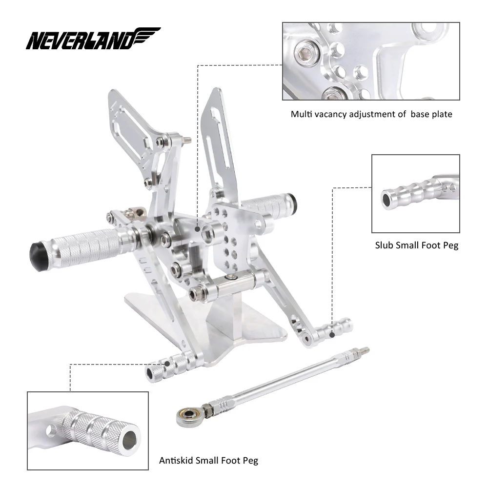 

Rider Rearset Footrest Aluminum Adjustable Left/Right Foot Pegs For Suzuki GSXR1000 2004 SV650 / SV650S 1999-2012