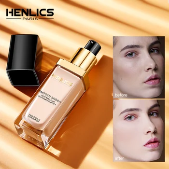 

France Henlics Full Coverage Makeup Foundation Waterproof Face Concealer Liquid Base Foundation Make Up