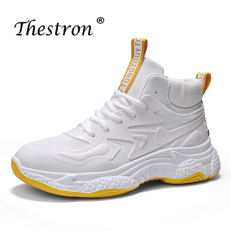 2019 Men's Comfortable Platform Sports Shoes Breathable Mesh Free High Running Shoes White Men's Sports Shoes