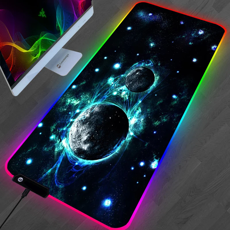 thumbnail image 1 of Alfombrilla de ratón RGB Galaxy Milky Way Kawaii Accesorios para juegos XL Alfombra PC Gamer Completo Computadora Varmilo Teclado Alfombrilla de escritorio Alfombrilla de ratón, 1 of 5