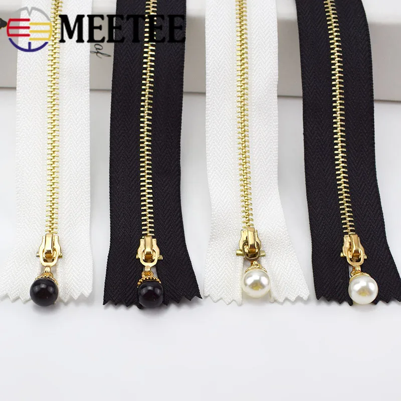 Meetee 10 шт 3#20/30 см металлическая молния с жемчугом пулер застежки-молнии с закрытым концом автоматической блокировки Декор застежкой-молнией, самодельный сумок куртка кошелек одежды аксессуары для шитья