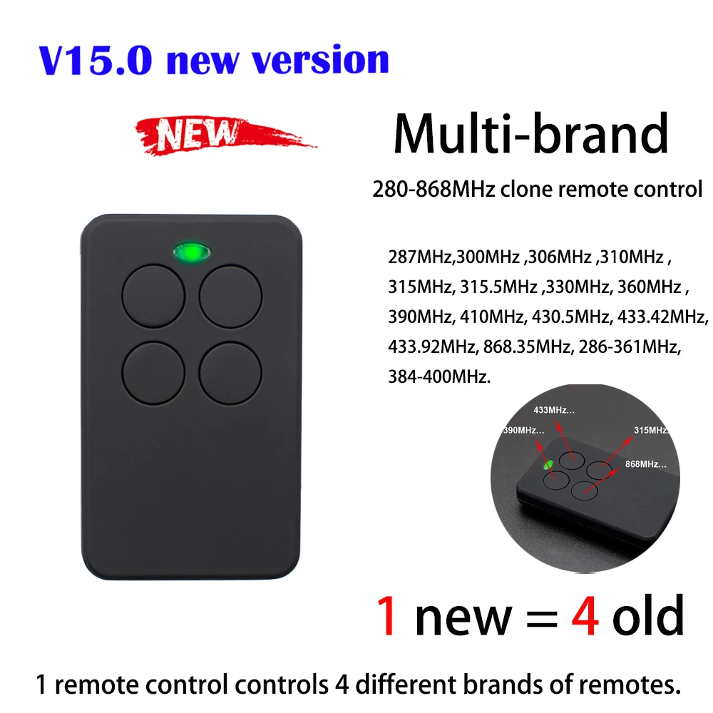 300-900 MHz Garage Door Remote Control Gate Command Clone for DOORHAN HORMANN LIFTMASTER BENINCA PUJOL SOMMER DEA