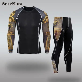 

2019 Men's Compression thermal underwear Suits Sports Long Johns Gym Fitness workout Tights rashgard clothing Men's Sportswear