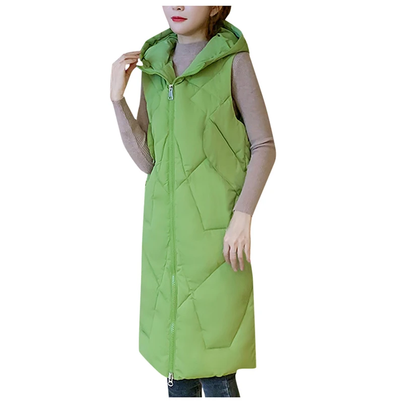 CHAMSGEND Winter Vest Women Waistcoat 2019 New Female Sleeveless Vest Jacket Hooded Warm Long Thicken Coat Colete Feminino 923