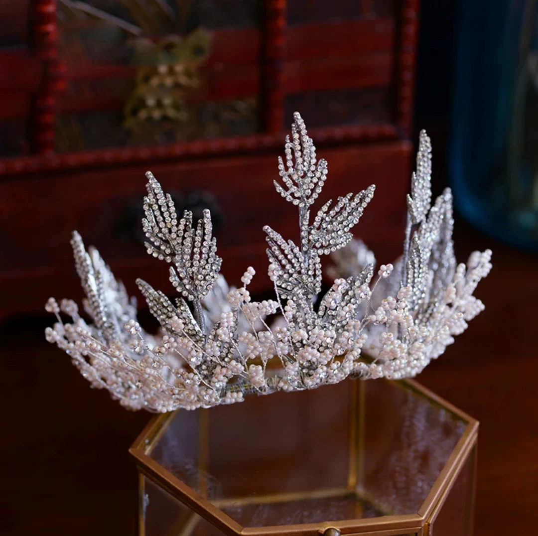 Silver Барокко королевский круглый свадебный тиара короны с серьгой кристалл невесты ободки вечерние украшения для волос Свадебные аксессуары для волос - Окраска металла: Silver