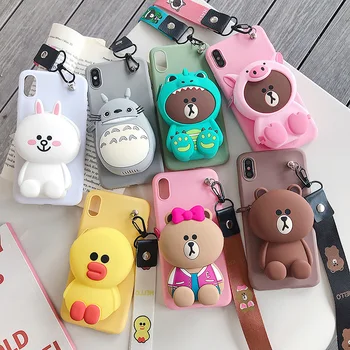 

Cute Cartoon 3D Bear Wallet Phone Case For Huawei P10 Plus P20 P30 Soft Silicone Cover For Huawei Mate 9 10 Lite 20 Pro 30 X