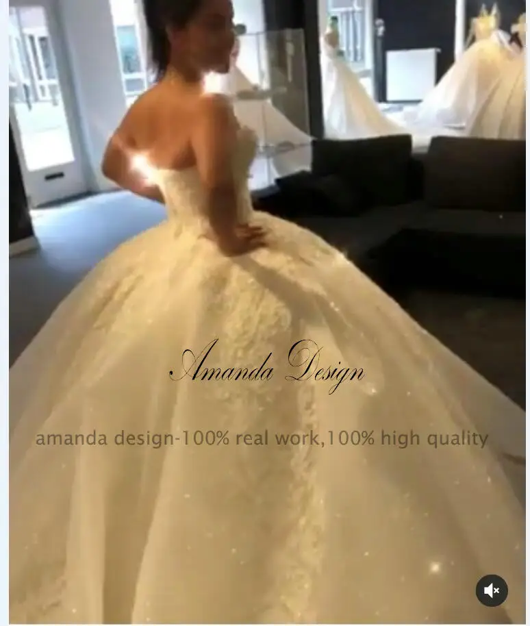 Аманда дизайн vestido de novia манга Ларга кружевная Апликация без бретелек свадебное платье