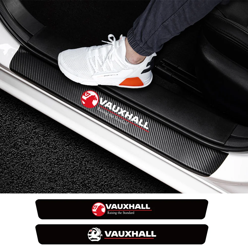 4pcs For Opel Vauxhall Auto Door Sill Protector Carbon Fiber Stickers