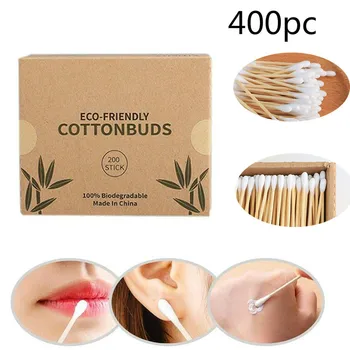 

400PC Disposable Cotton Swab Lint Free Micro Brushes Wood Cotton Buds Swabs Ear Clean Stick Eyelash Extension Glue Removing Tool