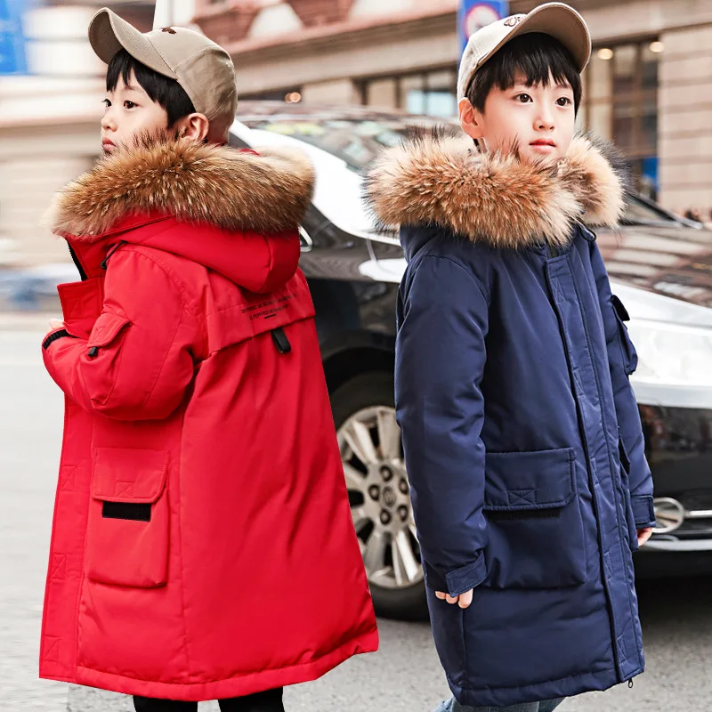 

-30 Russian Winter Children Duck Down Jackets For Boys Down Coats Kids Thick Warm Parkas Teenager Outerwear Kids Snowsuit 4-12 Y
