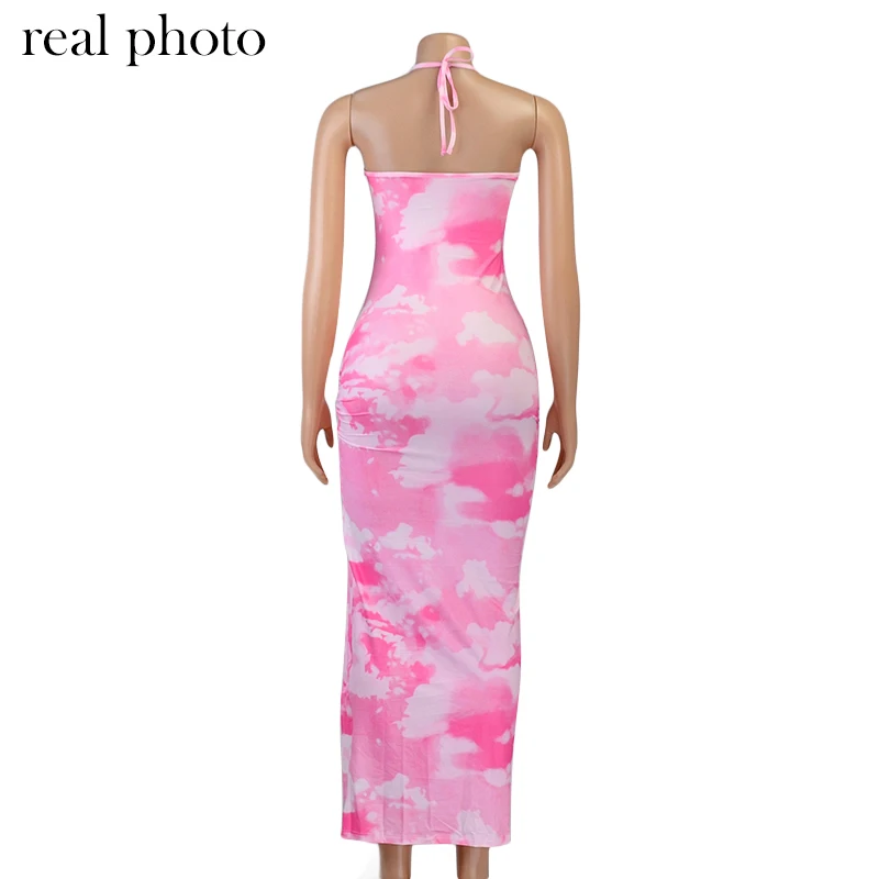FREE SHIPPING Maxi Dress Tie Dye Side Slit Party Outfit OUT0834