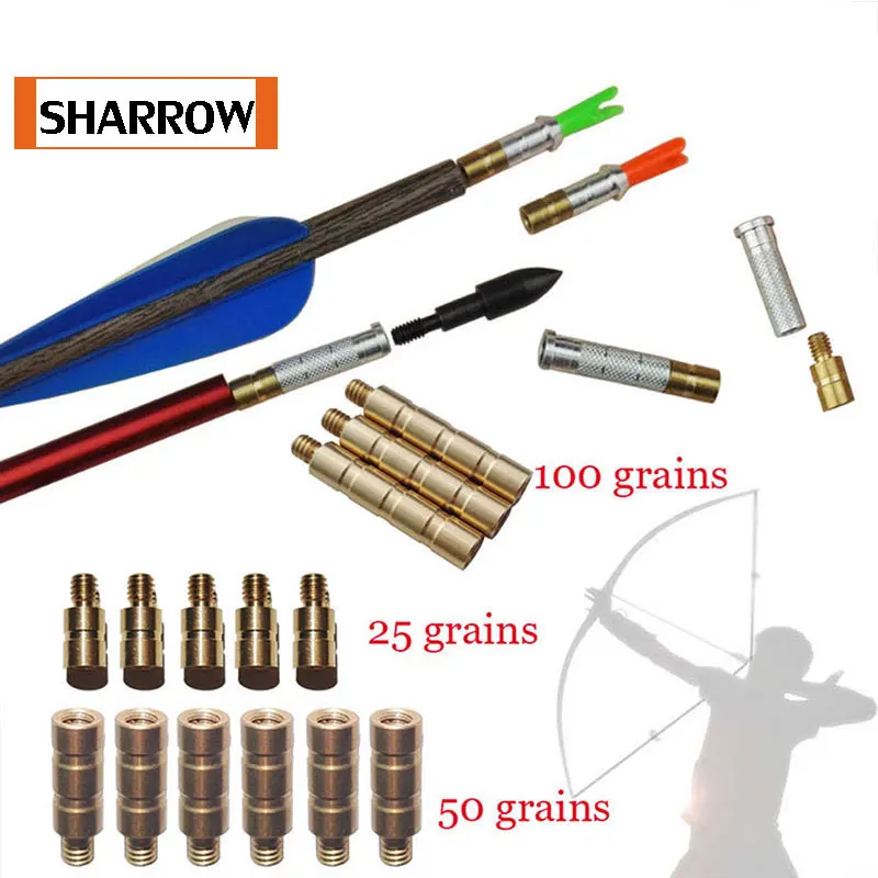 12 Pieces 50 Grains Copper Bow Archery Arrow Weight Insert Adjust Balance 