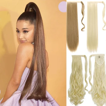 

TALANG Long Straight Synthetic Ponytail Wrap Around Clip In Ponytail Hair Extensions Heat Resistant Hair Tail