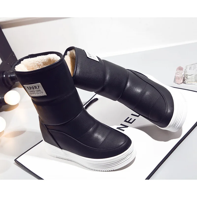 Boots Women Womens Snow Boots Winter Shoes for Women Shoe Winter Wedge Boots Female High Top Platform Ankle Boots White Black