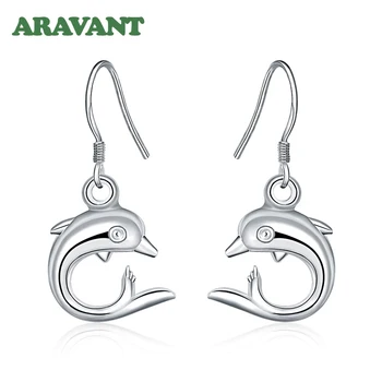 

925 Silver Dangle Earring Cute Dolphin Earrings For Women Girls Fashion Earring Jewerly Gifts