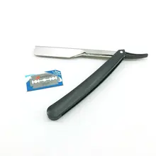 Stainless Steel Straight Edge Razor Barber Manual Beard Shaver Folding Shaving Razor Barber Shaver Tool with one Blade