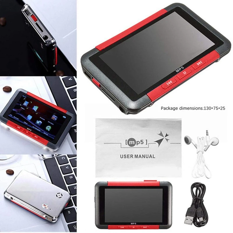 FFYY-3inch Slim Lcd Screen Mp5 Video Music Media Player FM Radio Recorder with USB Cable