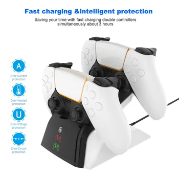 

Dual Fast Charger for PS5 Wireless Controller LED Indicator Charging Dock Station AC Adapter for Sony PlayStation5 DualSense