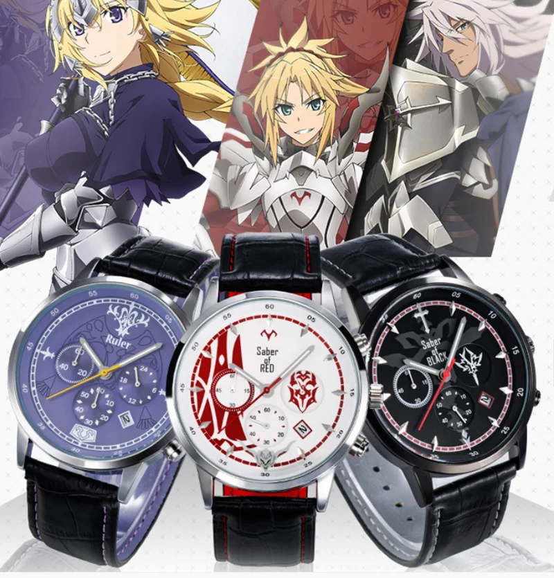 

New anime FGO Fate/Grand Order Jeanne d'Arc Alter Mordred saber watches Six-pin quartz watch waterproof accessory cosplay Gift