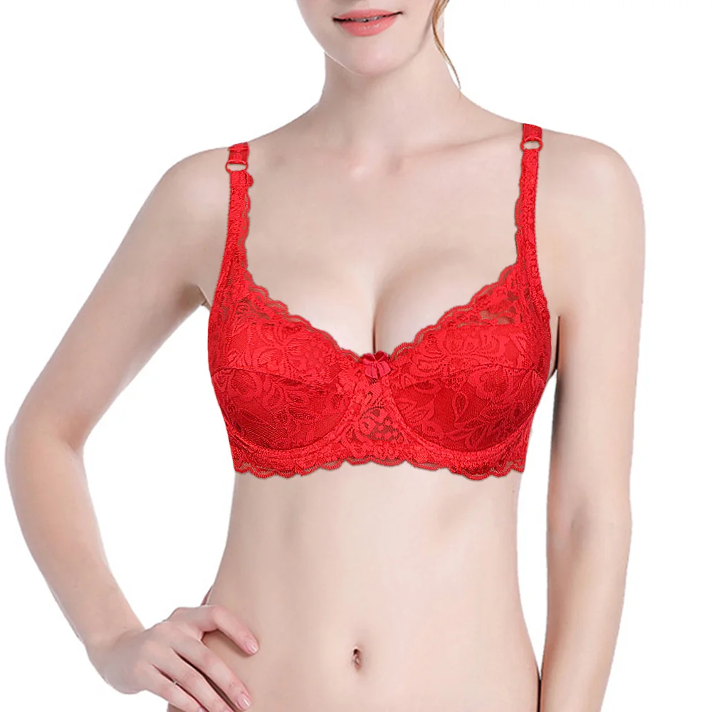 

New Lace Bra Crop Top Thin Wire Mesh Bras for Women sexy Lingerie Brassiere Embroidery A B C D DD E F 34 36 38 40 42 44