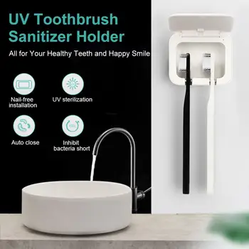 

UV Light Toothbrush Sterilizer Punch-free Toothbrush Holder USB Charging Antibacteria Ultraviolet Tooth brush Sterilizer Box